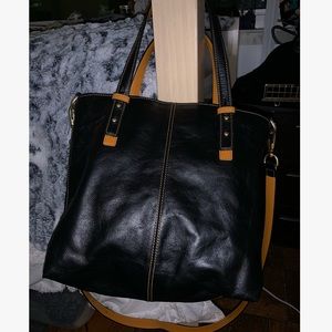 Vera Bradley Black Leather Satchel